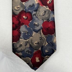 Vintage Givenchy Silk Floral Tie Red Blue Gray